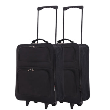 5 Cities (55x40x20cm) Lightweight Folding Cabin Hand Luggage (x2 Set) - Packed Direct UK
